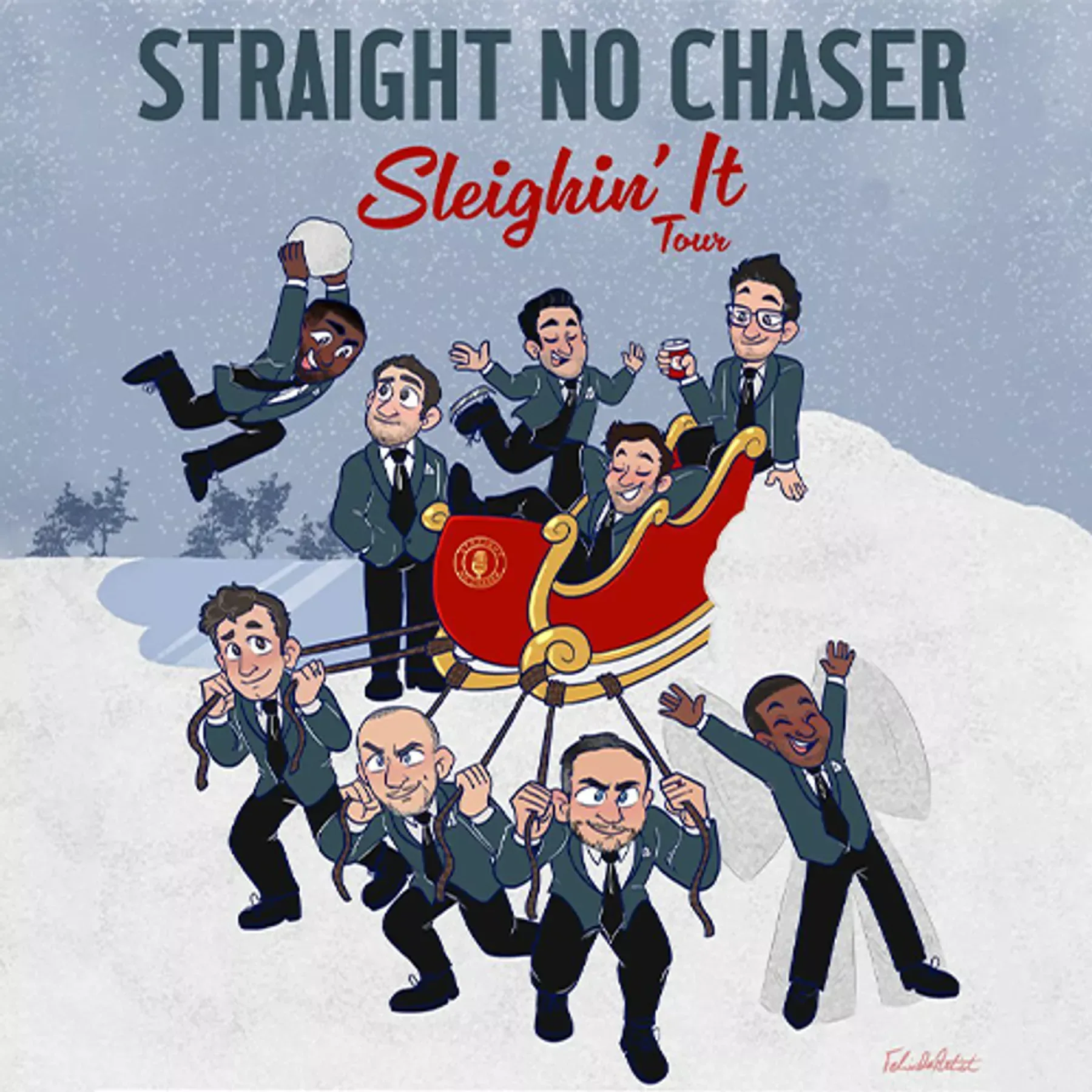 El cartel del grupo Straight No Chaser para un espectáculo navideño en el Mesa Arts Center.